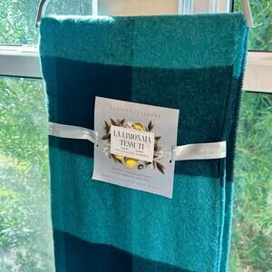 La Limonaia Tessuti Italian Plaid Throw – Teal & Black, Cotton Blend